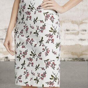 Ann Taylor Pink White Flower Textured Lined Pencil Skirt Size 4